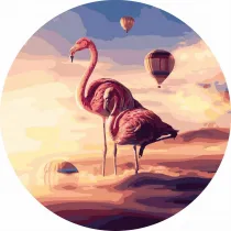 Twoje Hobby Malowanie po numerach okr�g�e - Flamingi w g�rach 40cm