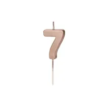 PartyDeco �wieczka urodzinowa 7 r�owe z�oto 4.5cm