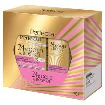 Perfecta Zestaw 24K Gold & Rose Oil krem do twarzy 70+ + krem pod oczy i na powieki 50 ml + 15 ml