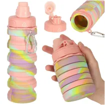 Butelka na wod bidon silikonowy skadany z uchwytem sportowy tczowy 500 ml