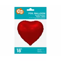 Godan Balon foliowy Serce matowe czerwone 46cm