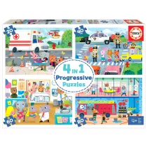 Puzzle 4w1 Bohaterowie w akcji Educa
