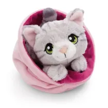 NICI 61331 Maskotka kotek szary prgowany 12cm w koszyku rowym