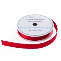 dpCraft Tasiemka satynowa z brokatem czerwona 12mm x 3m