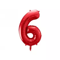 PartyDeco Balon foliowy 6 czerwony 86cm