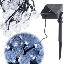Lampki ogrodowe solarne kulki 7m 50LED zimny biay