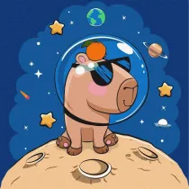 Malowanie po numerach - Kapibara w kosmosie 30x30 Ideyka