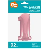 Godan Balon foliowy cyfra 1 jasnor�owa 92 cm