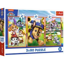 Puzzle 3x80 el. Psia zgraja Trefl