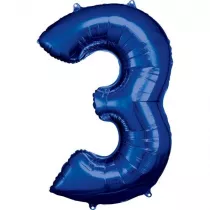 Amscan Balon foliowy cyfra 3 niebieska 58x86cm