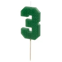 PartyDeco �wieczka urodzinowa 3 zielona 6cm