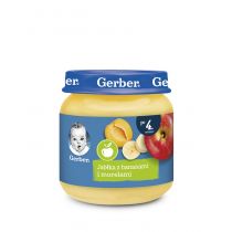 Gerber Deserek jabłka z bananami i morelami dla niemowląt po 4 miesiącu 125 g