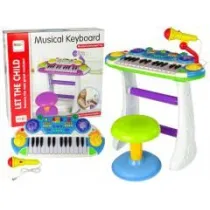 Keyboard z krzesekiem i mikrofonem