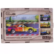 Puzzle drewniane 4w1 pojazdy PuzzleOK