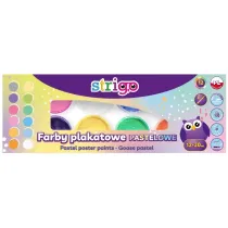 Strigo Farby plakatowe pastelowe 12 kolor�w po 20 ml p�dzelek 8 x 20 ml