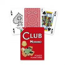 Poker Club, karty do gry, czerwone Modiano