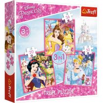 Puzzle 3w1 Zaczarowany świat księżniczek Trefl
