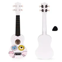 Ecotoys Gitara ukulele dla dzieci drewniana 4 struny nylonowe kostka do gry