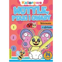 Motyle, ptaki i owady. Kolorowanie z cyferkami