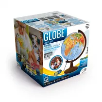 Globus polityczno fizyczny podwietlany drewniana stopka 32 cm