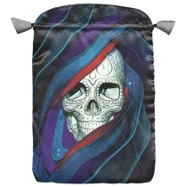Satynowy woreczek na karty Tarota Santa Muerte Czaszka