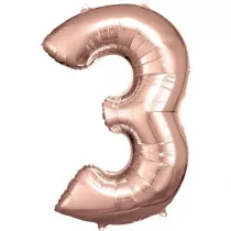 Amscan Balon foliowy cyfra 3 r�owe z�oto 58x86cm