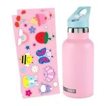 Butelka termiczna z naklejkami 380ml rowa