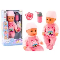 Lalka bobas w r�owej pi�amce siusiaj�ca butelka LeanToys