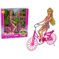 Lalka na rowerze r�owa LeanToys