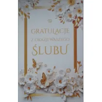 Art Nuvo Karnet �lub z�ocony, bia�e kwiaty (13x20,5cm) S-0405