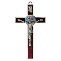 Krzy� czerwony metalowy Benedykta 30cm