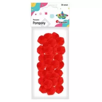 Titanum Pompony poliestrowe czerwony 25 mm