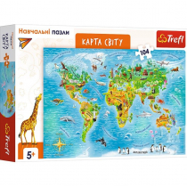 Puzzle edukacyjne 104 el. Mapa świata. Wersja ukraińska Trefl