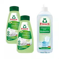 Frosch Limonkowy el do mycia naczy w zmywarkach + Nabyszczacz na bazie Bioalkoholu Zestaw 2 x 650 ml + 750 ml