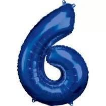 Amscan Balon foliowy cyfra 6 niebieska 60x86cm