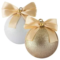 Be-Happy Gifts Bombki z kokard� bia�a z�ota 2 szt.