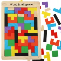 Puzzle drewniane ukadanka tetris klocki 40el.