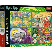 Puzzle 4x250 Zakrcony wiat Ricka i Morty TREFL