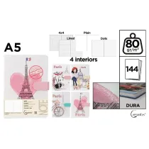 Cervantes Notatnik A5/144K magnes Paris MIX