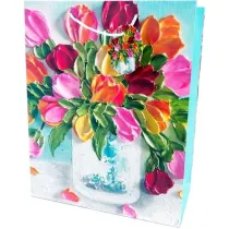 Fresh Torebka ozdobna matowa Kwiaty 26x32x12cm