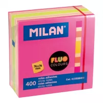 Milan Karteczki samoprzylepne Fluo Mix kostka 76 x 76 mm 400 szt.