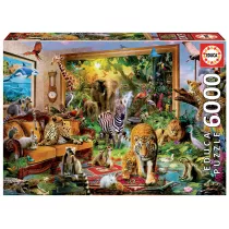 Puzzle 6000 el. Zwierzta w salonie Educa