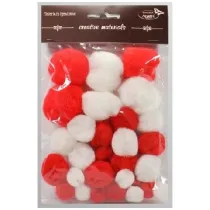 Galeria Hobby Pompony tonacyjne bia�e, czerwone 15-40mm