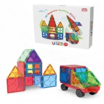 Klocki magnetyczne w zestawie z podwoziem 30 element�w