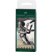 Faber-Castell Pitt artist pen black kocwki xxs, xs, s, f, m, 1.5 etui 6 szt.