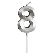 �wieczka na tort - cyferka 8 srebrna 4,8cm