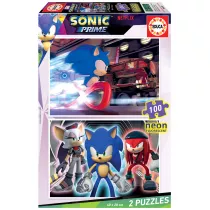 Puzzle 2 x 100 el. Sonic Prime (fluorescencyjne) Educa