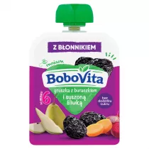 BoboVita Mus gruszka z buraczkiem i suszon liwk po 6 miesicu 80 g