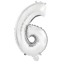Amscan Balon foliowy mini cyfra 6 srebrna 29x40cm