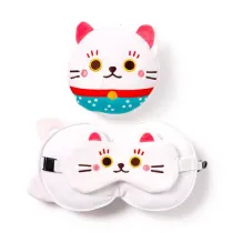 Puckator Pluszowa poduszka podr�na z opask� na oczy "Relaxeazzz" - Lucky Cat